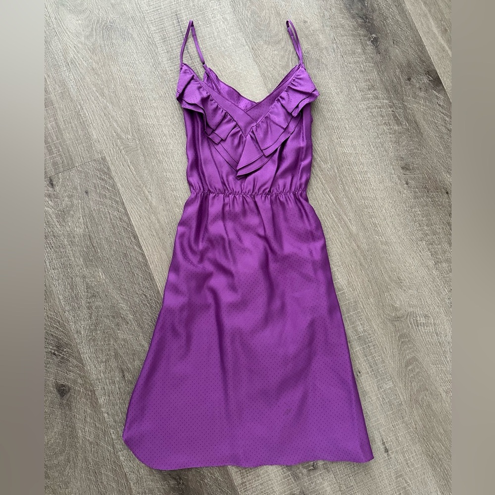 Rebecca Taylor Women’s Purple Dotted Silk Women’s Dress Size 4